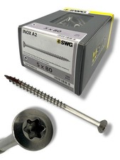 Edelstahl A2 Holz-Fassadenschrauben Ø 5x80 T25 100Stk. Linsensenkkopf | C2P3