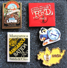 5 x PIN Coca Cola RED , IMSA , Mangaroca Batida de Coco Kokoslikör