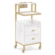 BarberPub Friseurwagen mit Rollen & 2 Schubladen, Rollwagen Servierwagen, 0029