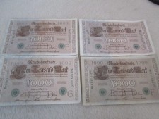 4 alte Deutsche Geldscheine 1000 Mark 1910