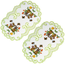 Ostern Deckchen Osterhase Lindgrün Oval 2er Set Osterdeckchen Tischdecke Tischlä