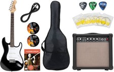 Starkes Shaman Starter Set mit E-Gitarre ST Style 3 Single Coils & Zubehör Black