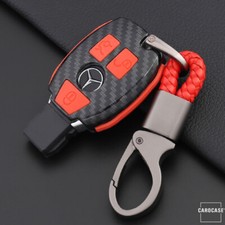 Hartschalen Etui Cover für Mercedes-Benz Schlüssel schwarz/rot