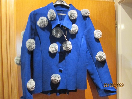 Blaue filz jacke mit - filz-jacke,