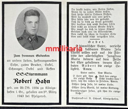 Sterbebild wwii sturmmann - sterbebild,