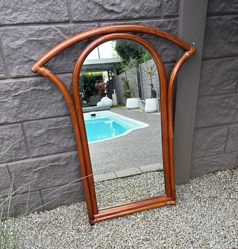 Vintage rattanspiegel 70er - vintage,