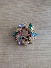 Vintage Brosche Kranz | Bunt | Strass | 50er / 60er Jahre Stil |...