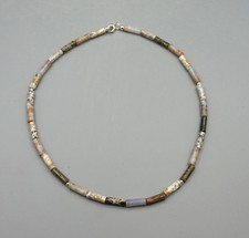 Kette Halskette OCEAN JASPIS Ozean Walzen-Perlen ca. 43,5 cm 925er Silber a2