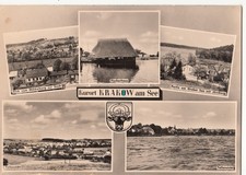 (9585) AK DDR Mecklenburg Krakow am See Fischerhaus Gruber See Wappen