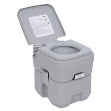 Campingtoilette, 20 L Mobil-WC, Camping-WC mit Spül- und Abwassertank, Grau