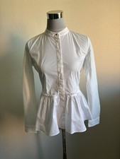 Hugo Boss Red Label Popelin Bluse Weiss Gr. 36 Langarm Oberteil Peplum