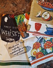 3 Geschirrtücher Kult Klassiker 50er 60er Jahre Leinen Vintage Abtrockentücher