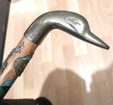 Schöner alter Spazierstock Wanderstock,  Messing Entenkopf