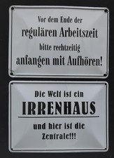 2 Vintage Blechschilder, Sprücheschilder,Postkarten, 10,5x15 cm