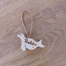 Robbe Holz Figur 4,5 cm  Garten Deko unbehandelt Sägearbeit Schlüsselanhänger