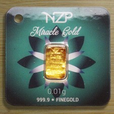 GOLDBARREN 0,01 Gramm 999,9 Feingold NZP Gold Barren 0,01g 24 Karat Geschenk NEU