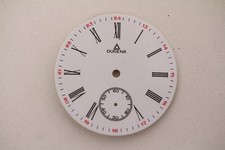 Dugena Zifferblatt Taschenuhr Emaille weiß Sekunde 24Std römische Zahlen Ø 4,1cm