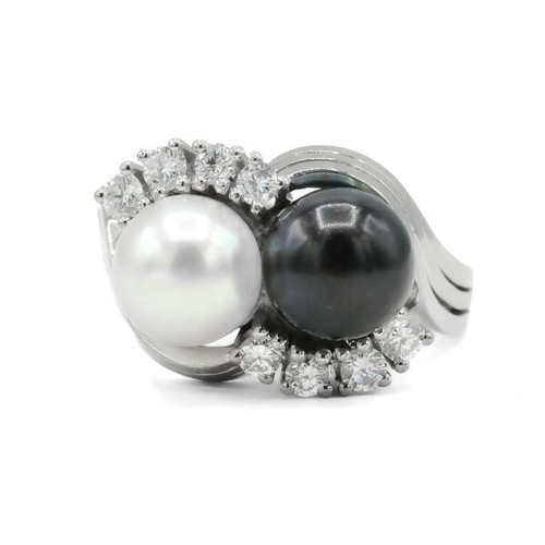 Ring mit perlen - perlen, diamanten