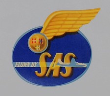 Vintage Kofferaufkleber " Flown By SAS " Scandinavian Airlines System 50er Jahre