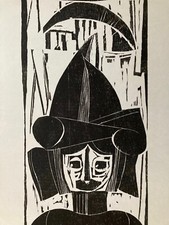 Christoph Meckel Signierter großer Orig. Holzschnitt  nur 100 Ex. Harlekin Clown