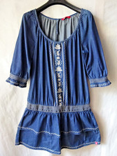 Jeanskleid minikleid  40 42 L EDC Esprit Tunika kleid blau Baumwolle Stickerei