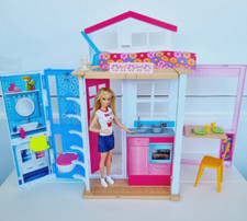 Mattel DVV47 Barbie 2 Etagen Ferien Traum Haus Villa Klappbar + Zubehör + Puppe