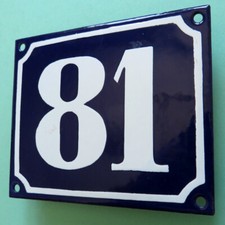 HAUSNUMMER 81 = Antikes Emailschild um 1935 Haus Eingang Türschild TOP und FETT