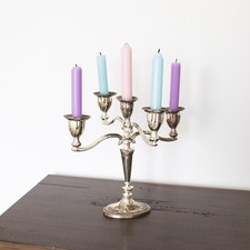 Großer versilberter 5 armiger Kerzenleuchter Kandelaber festlich Kerzenständer