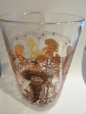 Vintage Glas Trinkglas VMC France Glas Sammelglas Motiv Steinzeit
