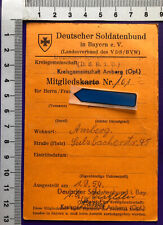Mitgliedskarte Nr 101 DEUTSCHER SOLDATENBUND  aus Amberg 1954