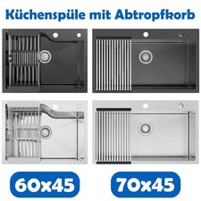 Edelstahl Einbauspüle Küchenspüle Spülbecken mit Ablaufset & Abflusskorb Küchen