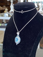 HALSKETTE HALS KETTE ANHÄNGER 925 STERLING SILBER TOPAS TOPASE BERGKRISTALL