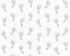 A.S. Création Tapete Vlies Little Stars 35863-1 Kleine Füsse Silber Weiß Metalli