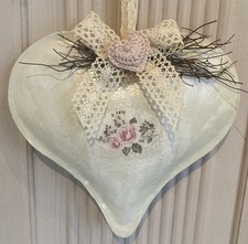 Handgefertigter Shabby Fenster Deko Metall Herz Hänger Romantik Rosen -656