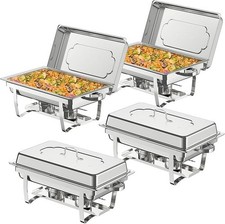 Gastronomie Buffet Set, 4er Pack Buffet Servierer Wärmebehälter Set 9L Chafing Dish