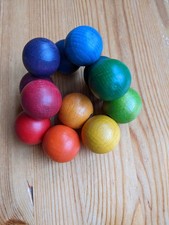 besonderer Armschmuck, 12 Holzkugeln in Regenbogenfarben, NEU