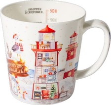 Tasse Winter im Leuchtturm Jumbobecher 0,5 L Fine Bone China Porzellan