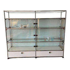 USM Haller Highboard Vitrinenschrank Reinweiss mit Glaselementen