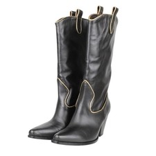 Oxitaly Damen Schuhe Stiefel Gr. 37 Schwarz Leder Damenstiefel Boots