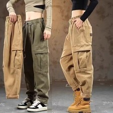 Herren Cargohose Vintage Workwear Verschleißfest Gerader Stil Volle Länge