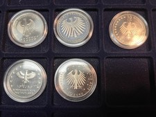 Kompletter Satz 5 x 10 Euro Gedenkmünzen Jahrgang 2015