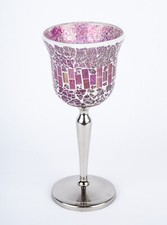 Mosaik Kelch / Windlicht in rosa - Höhe 27cm, Durchmesser 12 cm - Unbenutzt