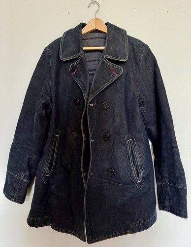 Heavy vintage denim pea coat - heavy,