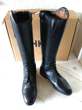 Reitstiefel HKM VALENCIA Kinder schwarz 36 W28 H37 Soft Leder dehnbar %% UVP149€