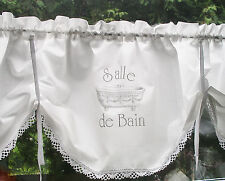GARDINE *Salle de Bain* Shabby Chic weiss BÄNDER Scheibengardine FRENCH