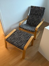 IKEA Sessel POÄNG mit Hocker - Klassiker - schwarz weiss