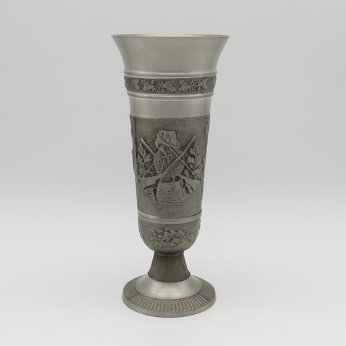Vintage zinn vase jagd und - zinn,