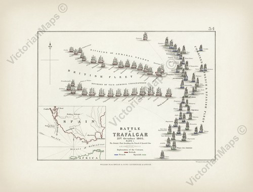 Antike karte trafalgar - karte,