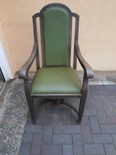 4 antike Armsessel Altgrüner Lederbezug Landhaus Möbel Holz in grau 