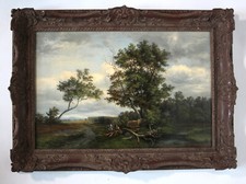 Idyllische Landschaft mit Menschenstaffage, schöner Rahmen 19. Jahrhundert